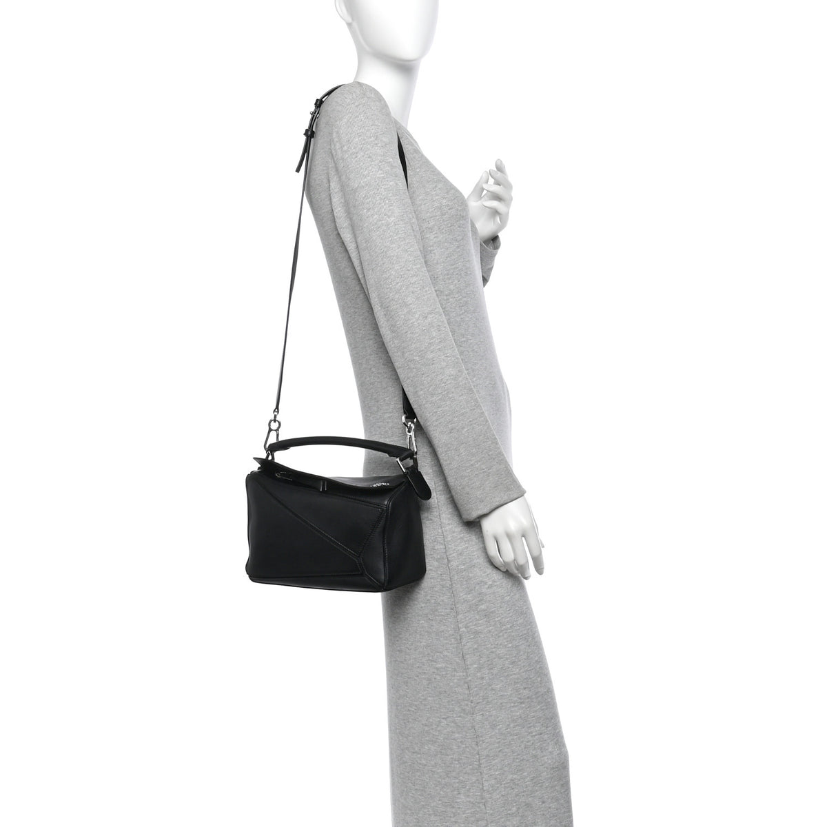 Calfskin Small Puzzle Edge Bag Black