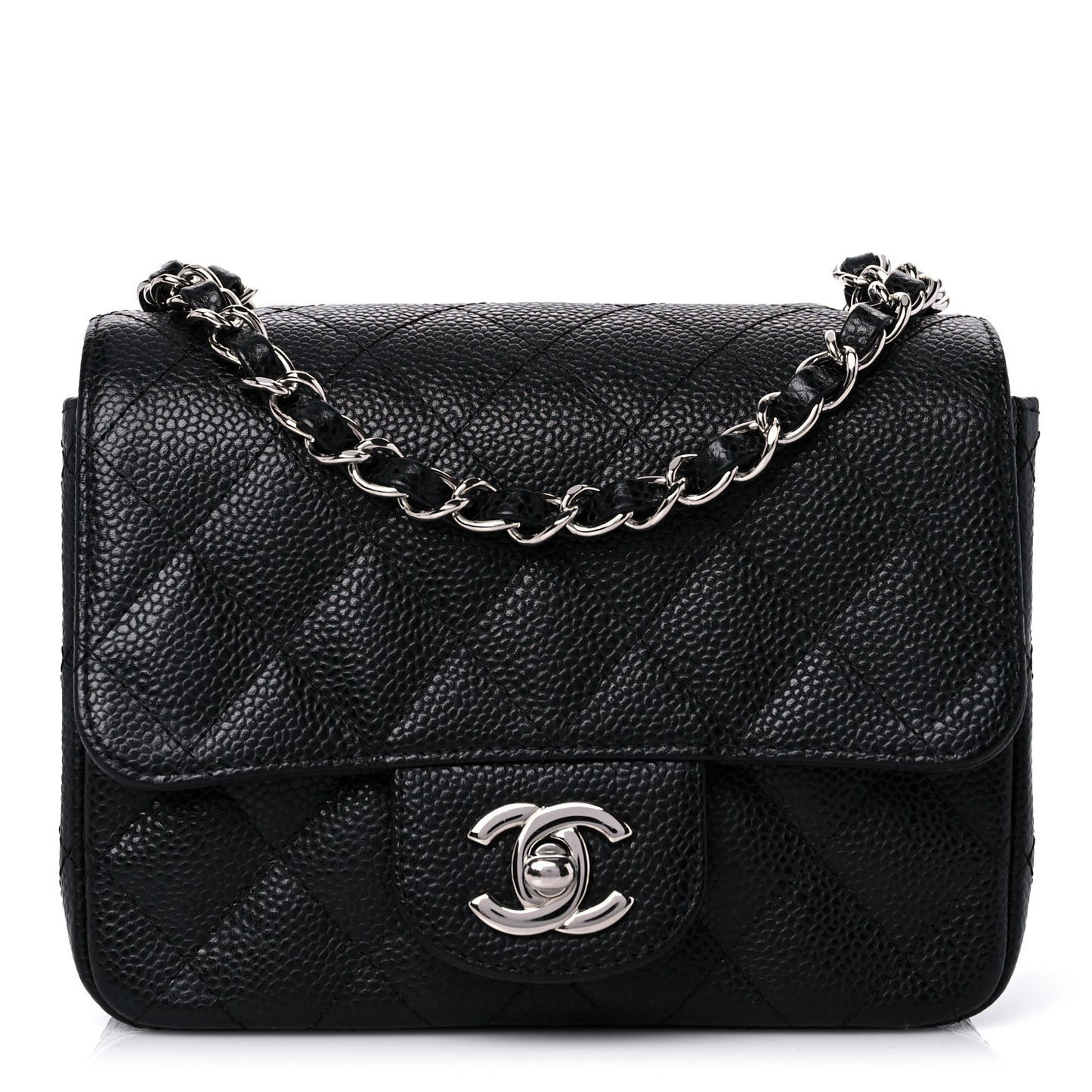 Caviar Quilted Mini Square Flap Black