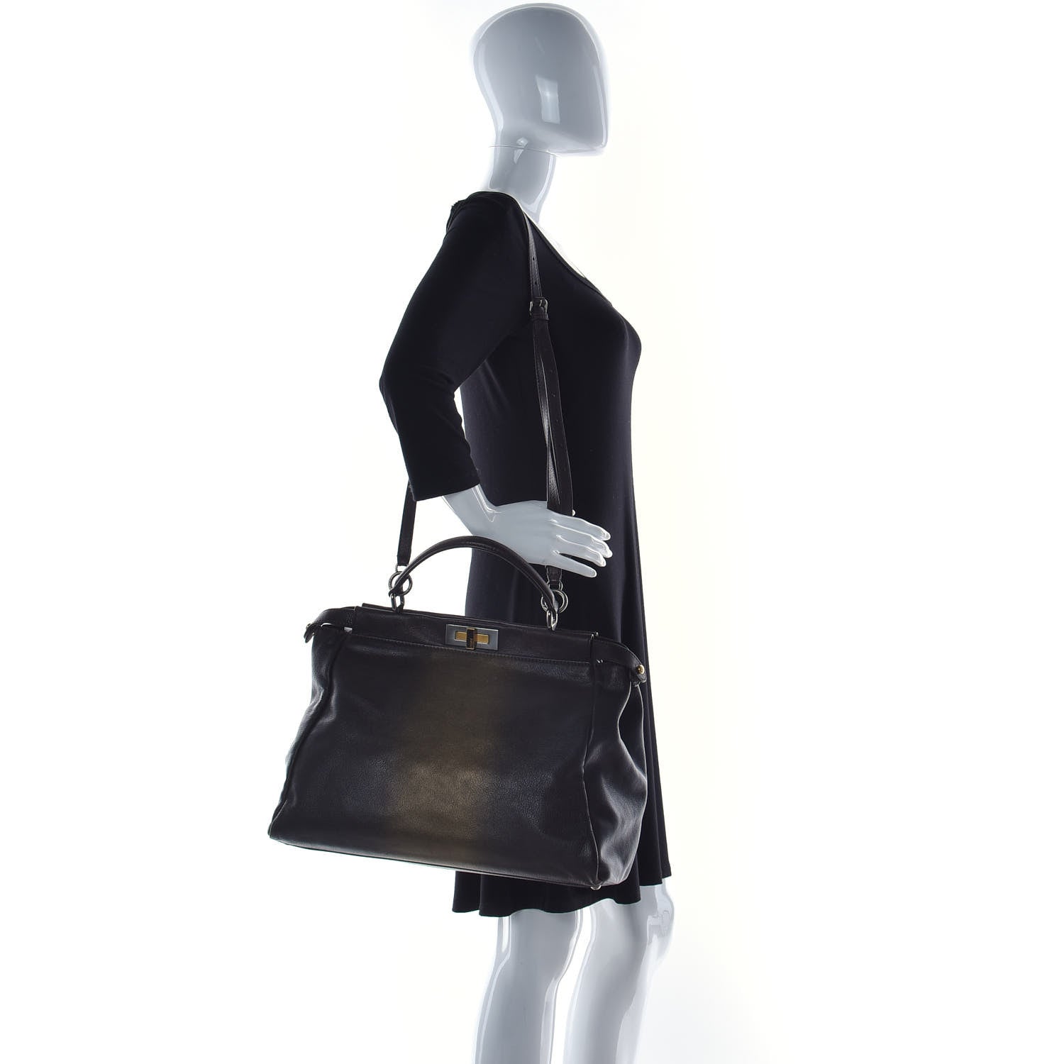Fendi Goatskin Zucca Ombre Large Peekaboo Iconic Satchel Moro Gold Tobacco 2 of 11