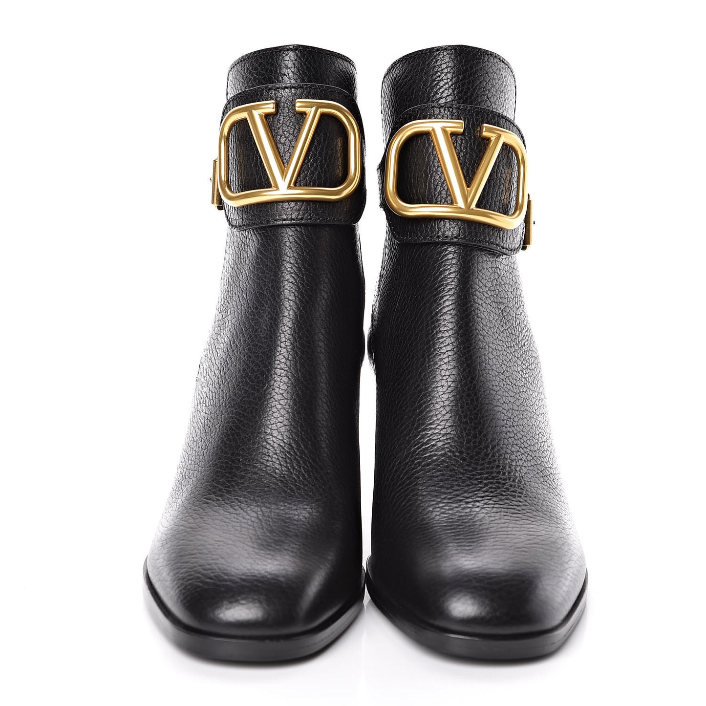 Grainy Cowhide VLOGO Ankle Boots 38 Black