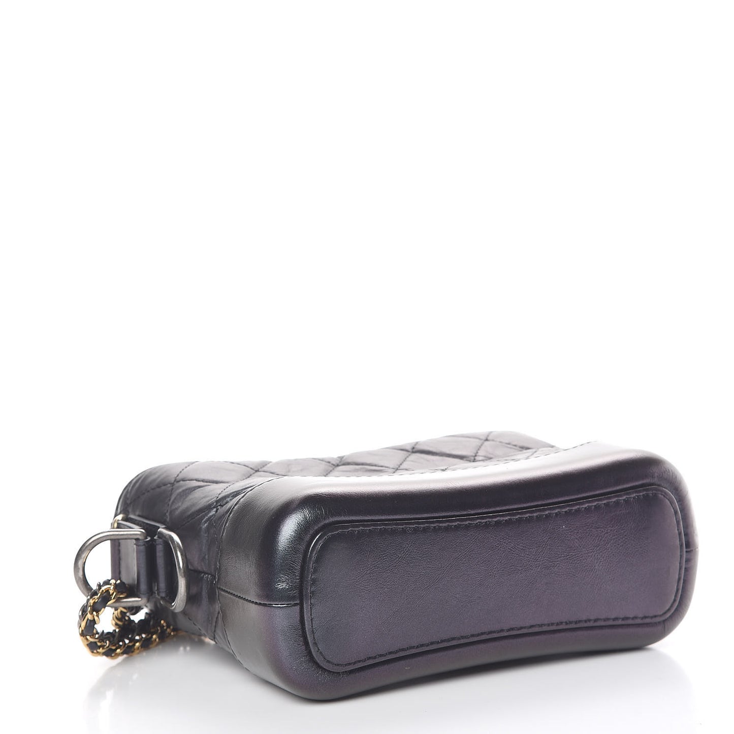 Iridescent Aged Calfskin Quilted Small Gabrielle Hobo Black