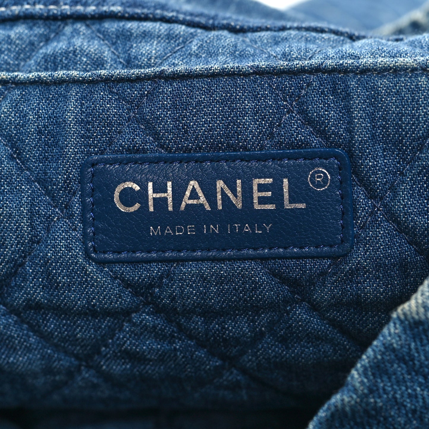 Denim Printed Shopping Bag Blue