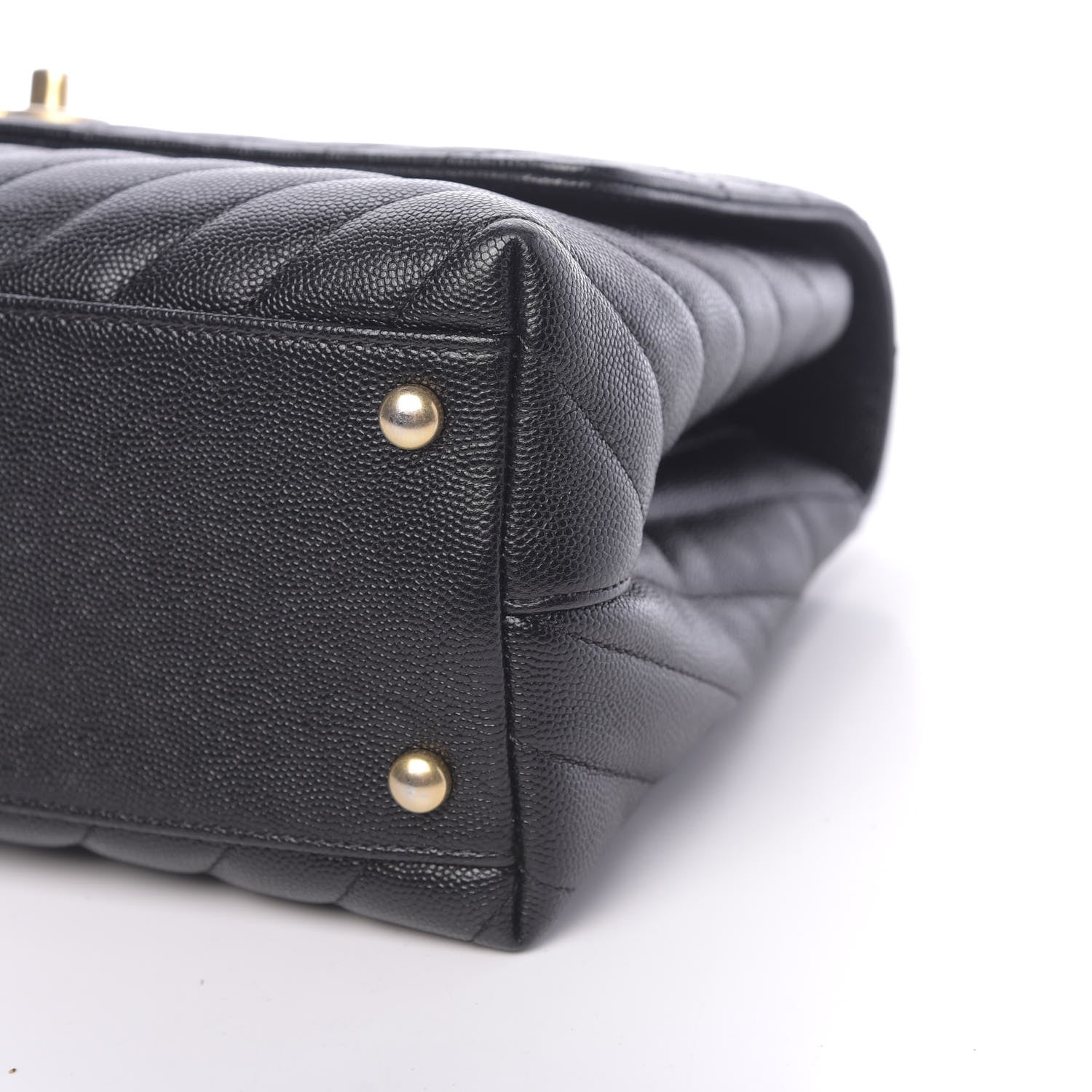 Chanel Caviar Chevron Quilted Small Coco Handle Flap Black 9 of 10