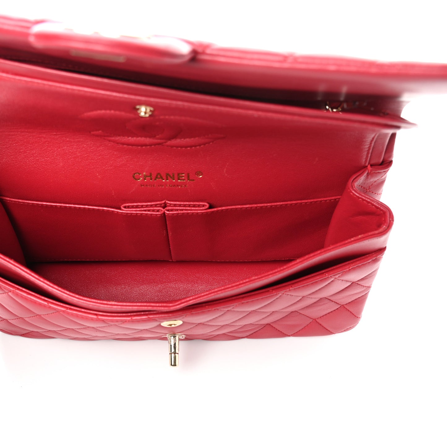 Lambskin Quilted Medium Double Flap Dark Pink