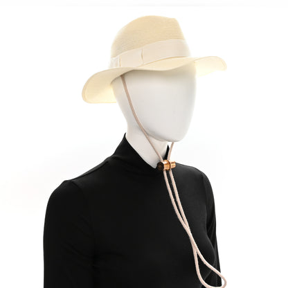 Gucci Raffia Bamboo GG Fedora Hat M White 2 of 9