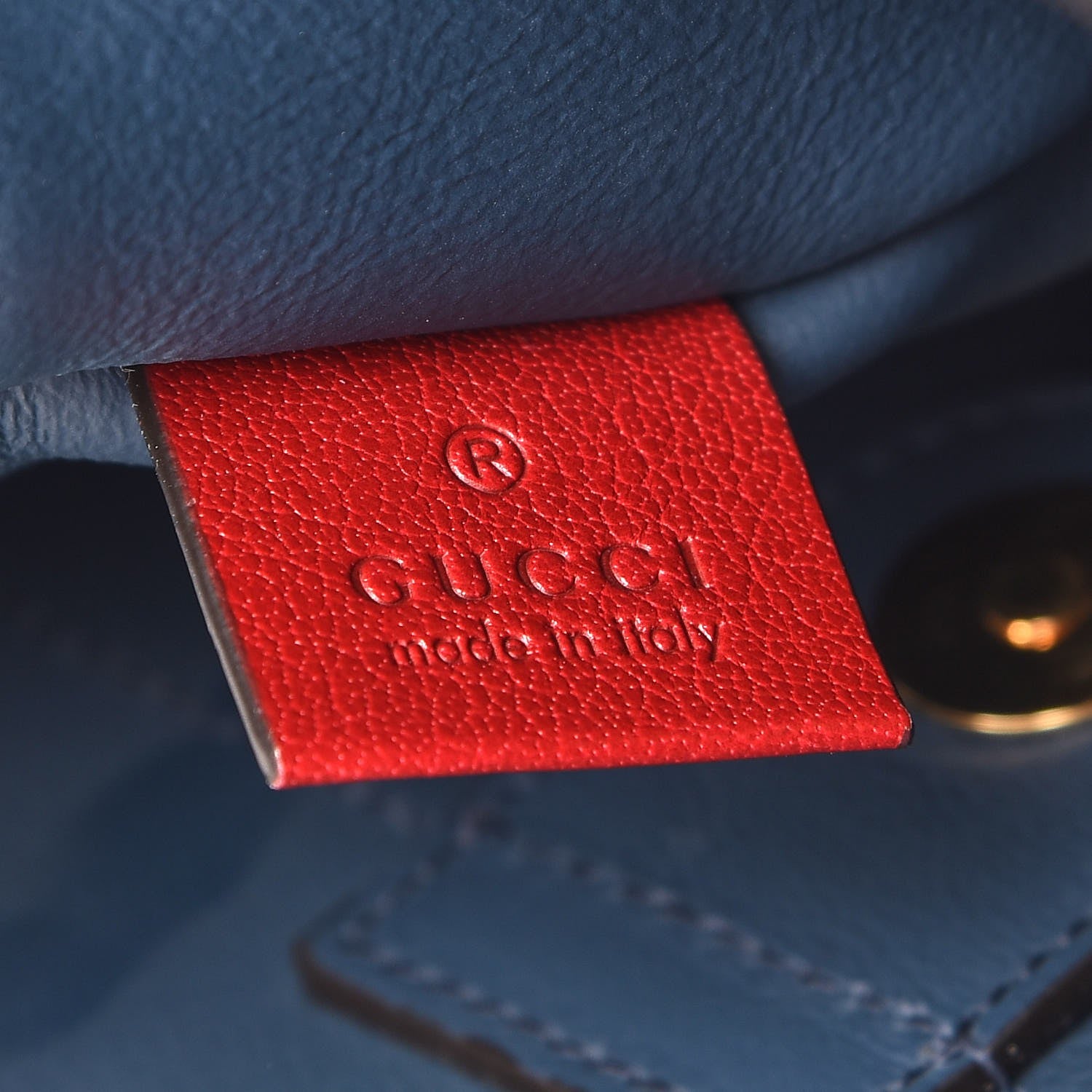 Gucci Suede Calfskin Large Rajah Chain Tote New Blue Romantic Cherry 7 of 10