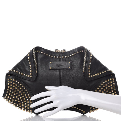 Alexander McQueen Calfskin Studded De Manta Clutch Black 2 of 8