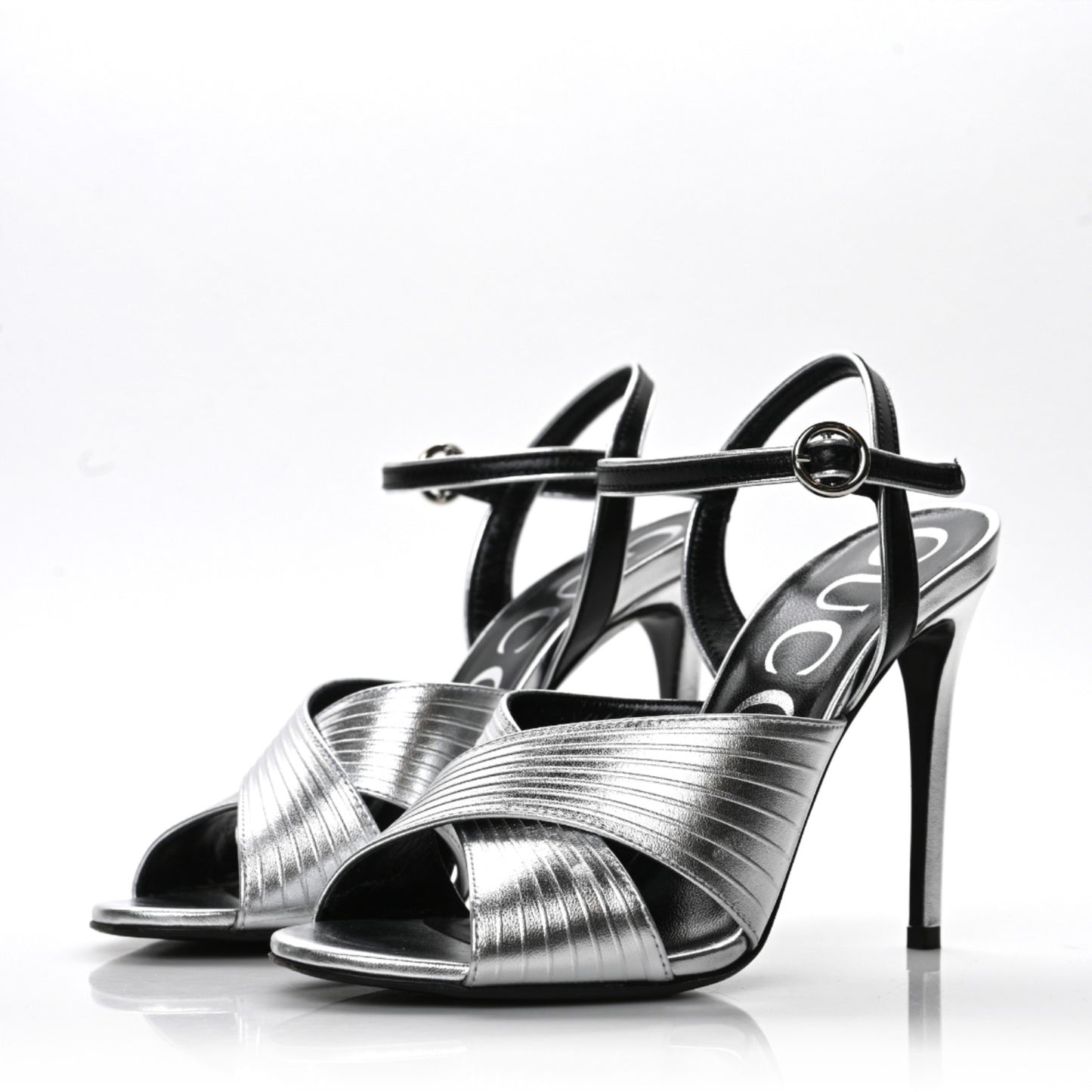 Malaga Kid Webby Crossover High Heel Sandals 37 Silver