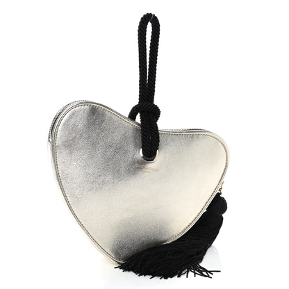Saint Laurent Metallic Calfskin Heart Clutch Gold 2 of 4