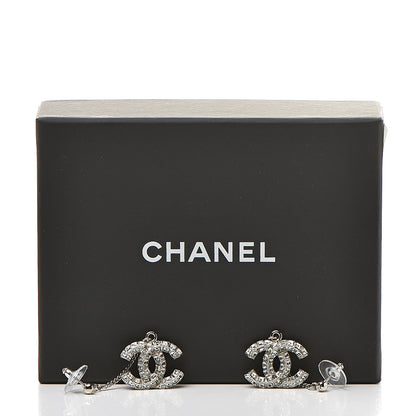 Chanel Baguette Crystal CC Drop Earrings Silver 4 of 4