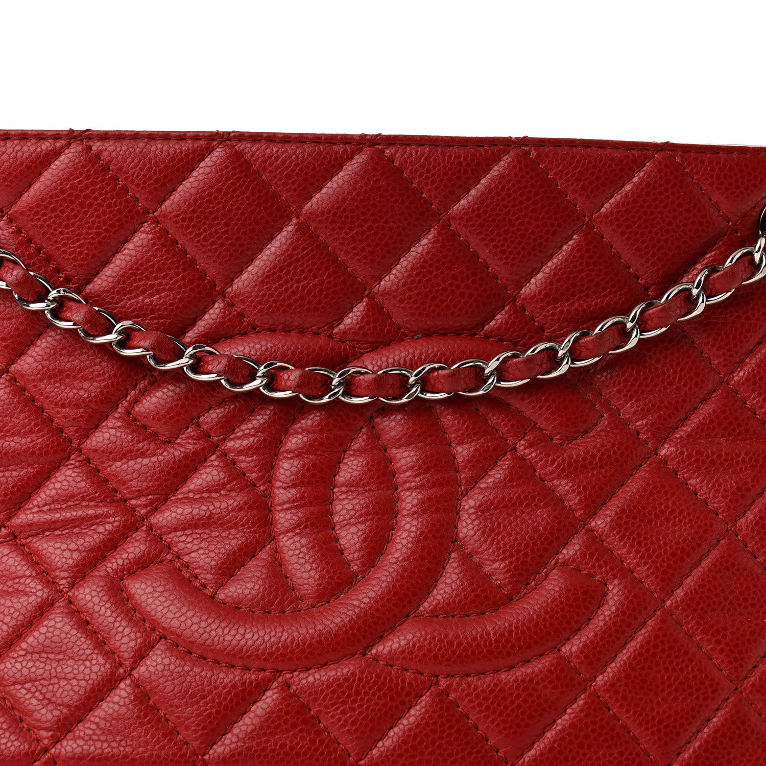 Chanel Caviar Quilted Timeless CC Shopping Tote Red 8 of 10