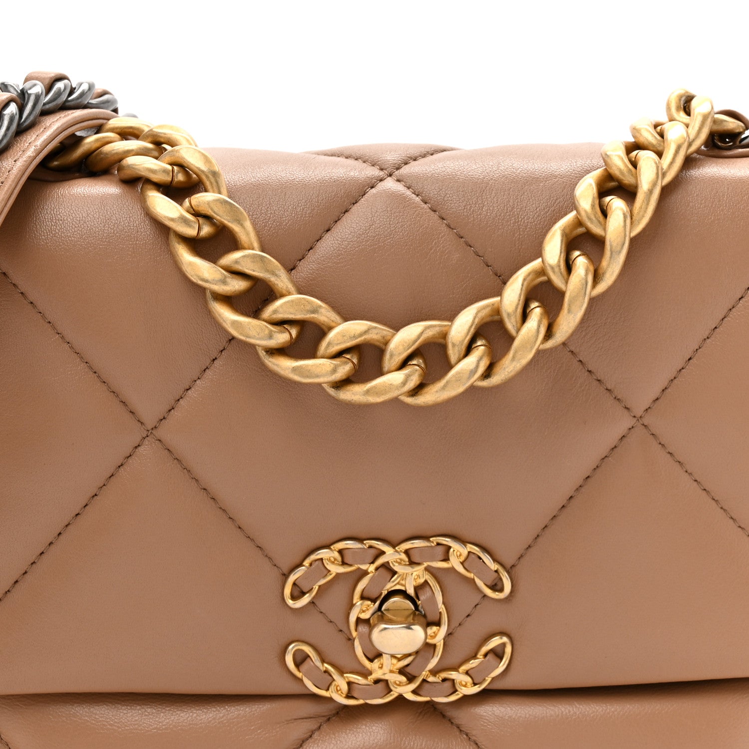 Chanel Lambskin Quilted Medium Chanel 19 Flap Beige 7 of 10