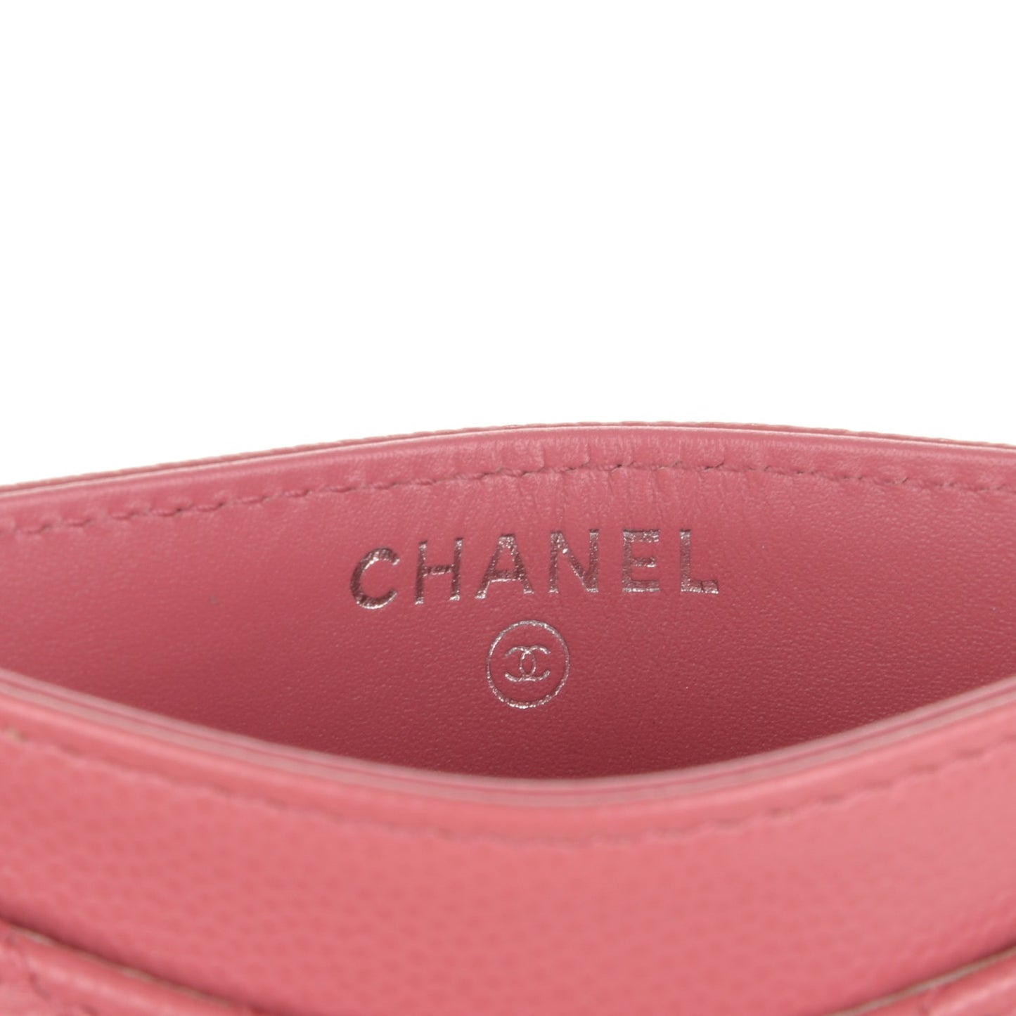 Caviar Chevron Quilted Card Holder Pink