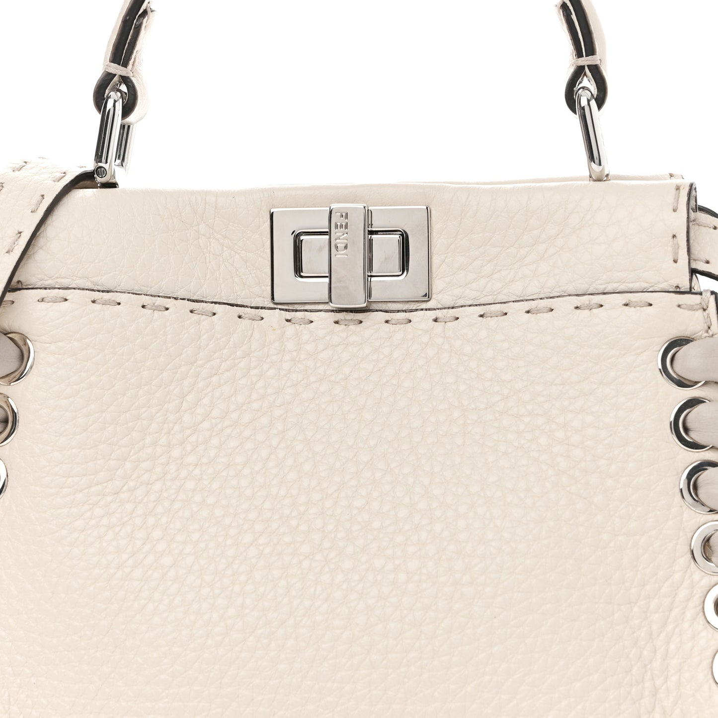 Cuoio Romano Selleria Vitello Dolce Lace Up Mini Peekaboo Iconic Satchel Camelia Milk Grigio Polvere