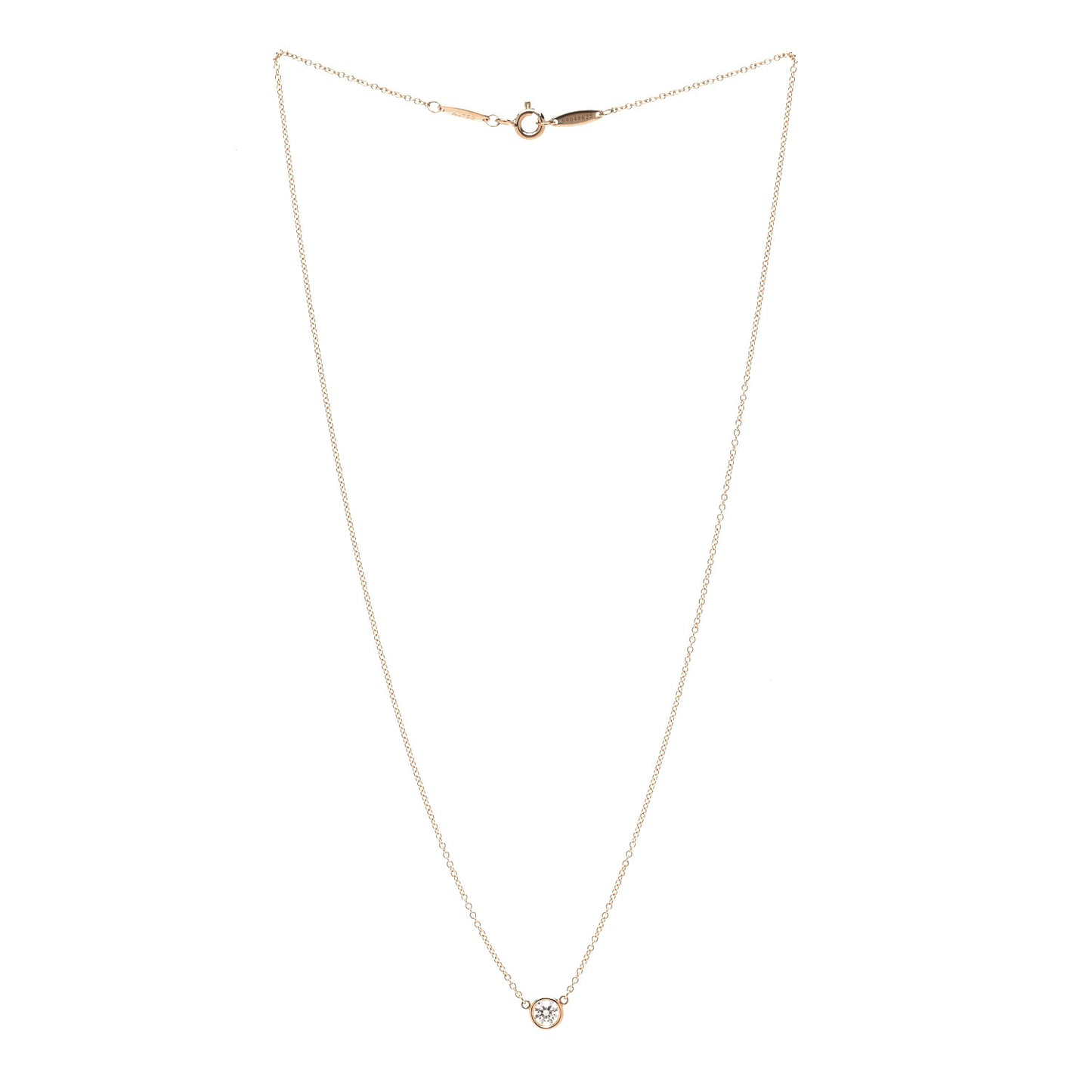18K Rose Gold Diamond .25ct Elsa Peretti Diamonds by the Yard Pendant Necklace