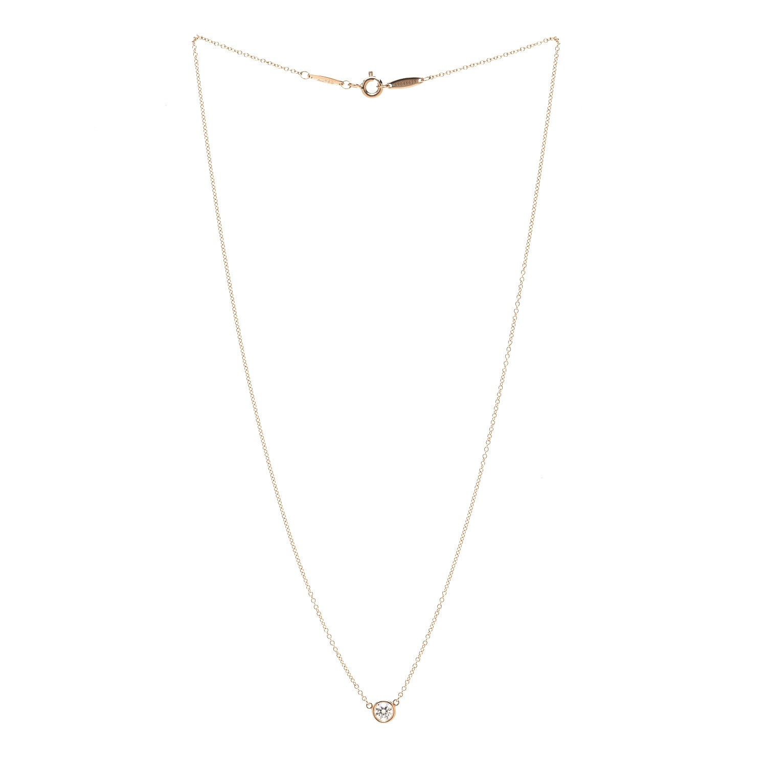 Tiffany 18K Rose Gold Diamond .25ct Elsa Peretti Diamonds by the Yard Pendant Necklace 4 of 12
