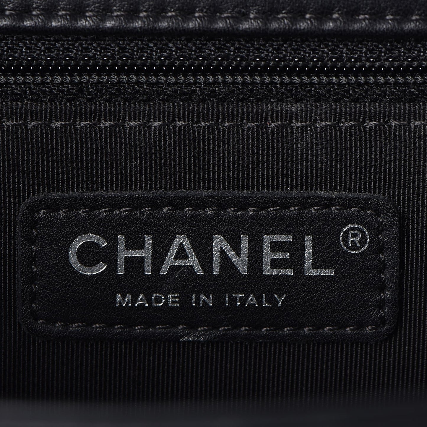 Calfskin Chevron Quilted Large Boy Flap Black