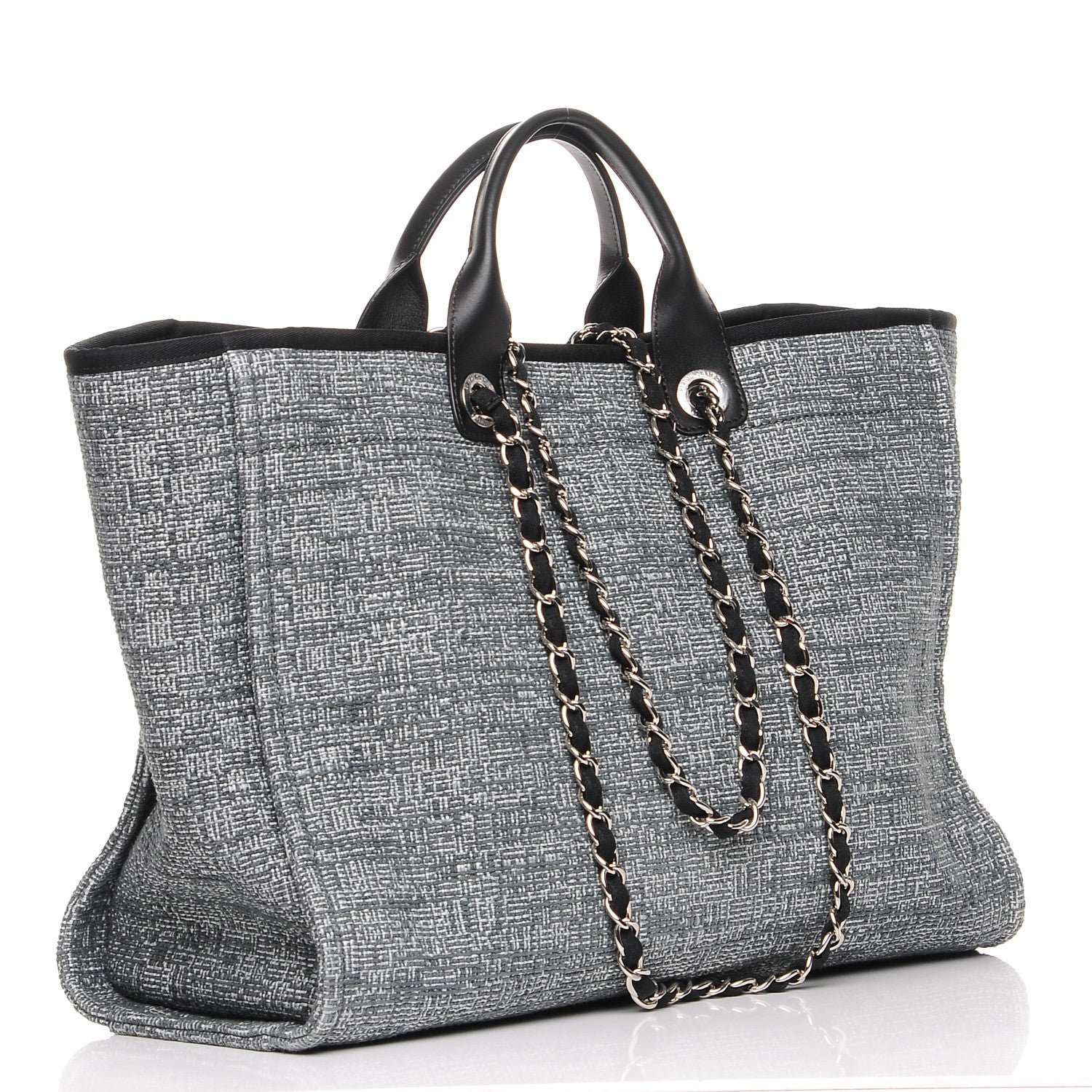 Chanel Woven Straw Raffia Large Deauville Tote Charcoal 4 of 8