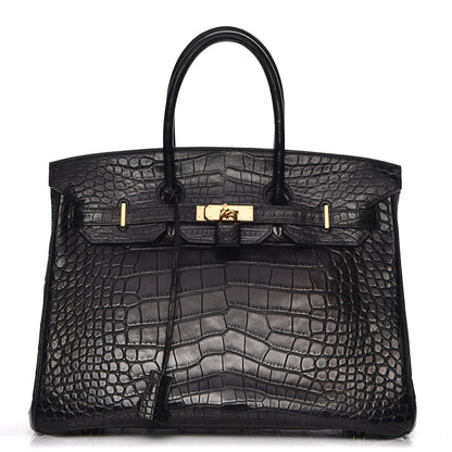 Hermes Matte Alligator Birkin 35 Black 1 of 30
