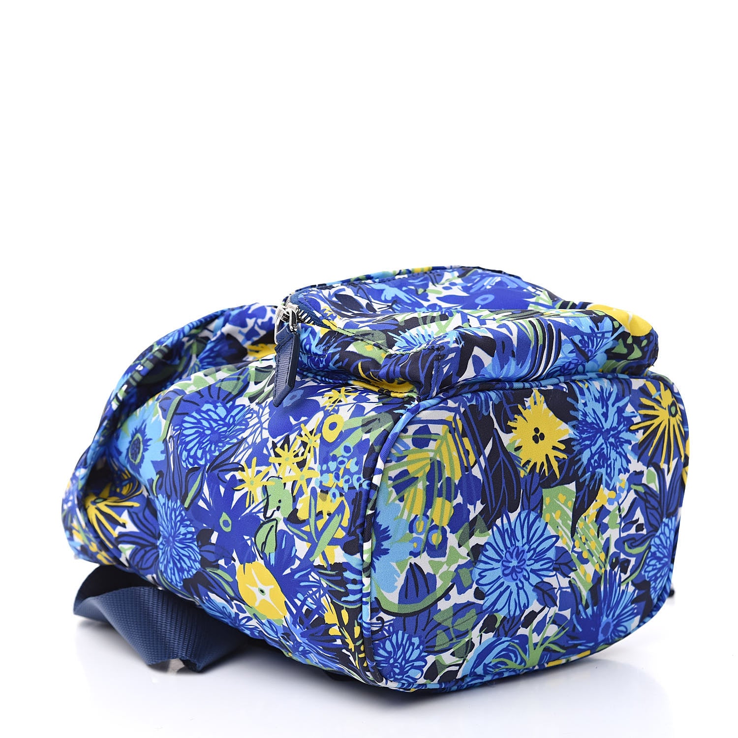 Prada Tessuto Nylon Floral Print Single Buckle Backpack Bluette Dis Primule 4 of 9