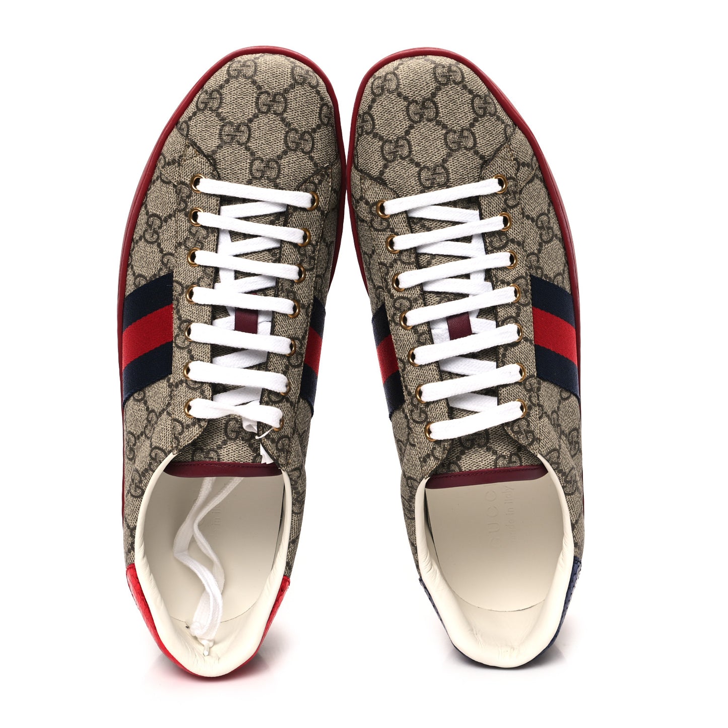 GG Supreme Monogram Ayers Mens New Ace Low-Top Sneaker 12 Blue Red