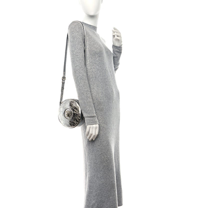 Versace Metallic Crackled Lambskin La Medusa Disco Round Crossbody Silver 2 of 11