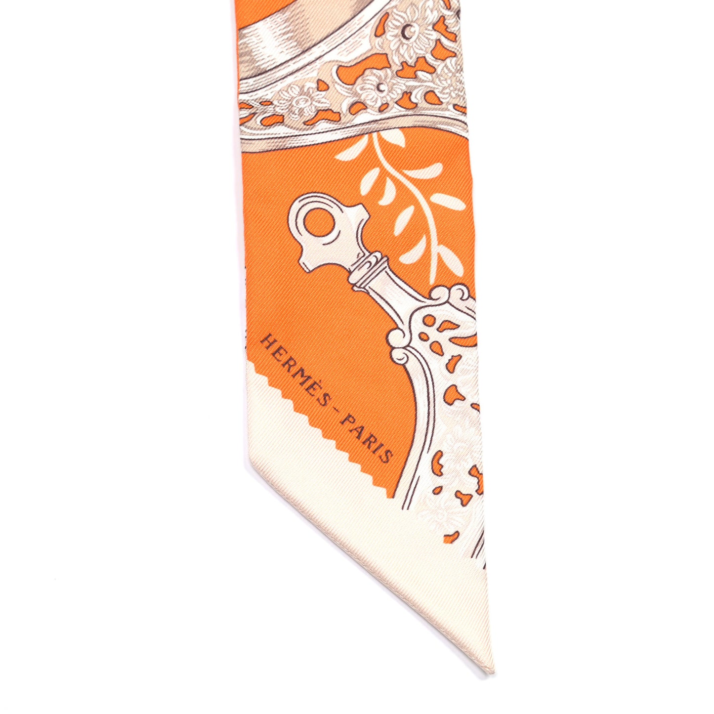 Silk Etriers Remix Twilly Orange Creme Beige