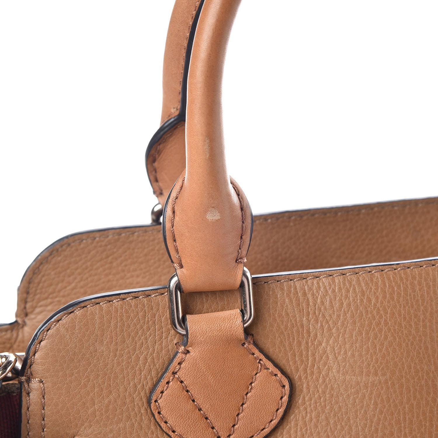 Burberry Mega Check Grained Calfskin Medium Harcourt Satchel Saddle Brown 13 of 28