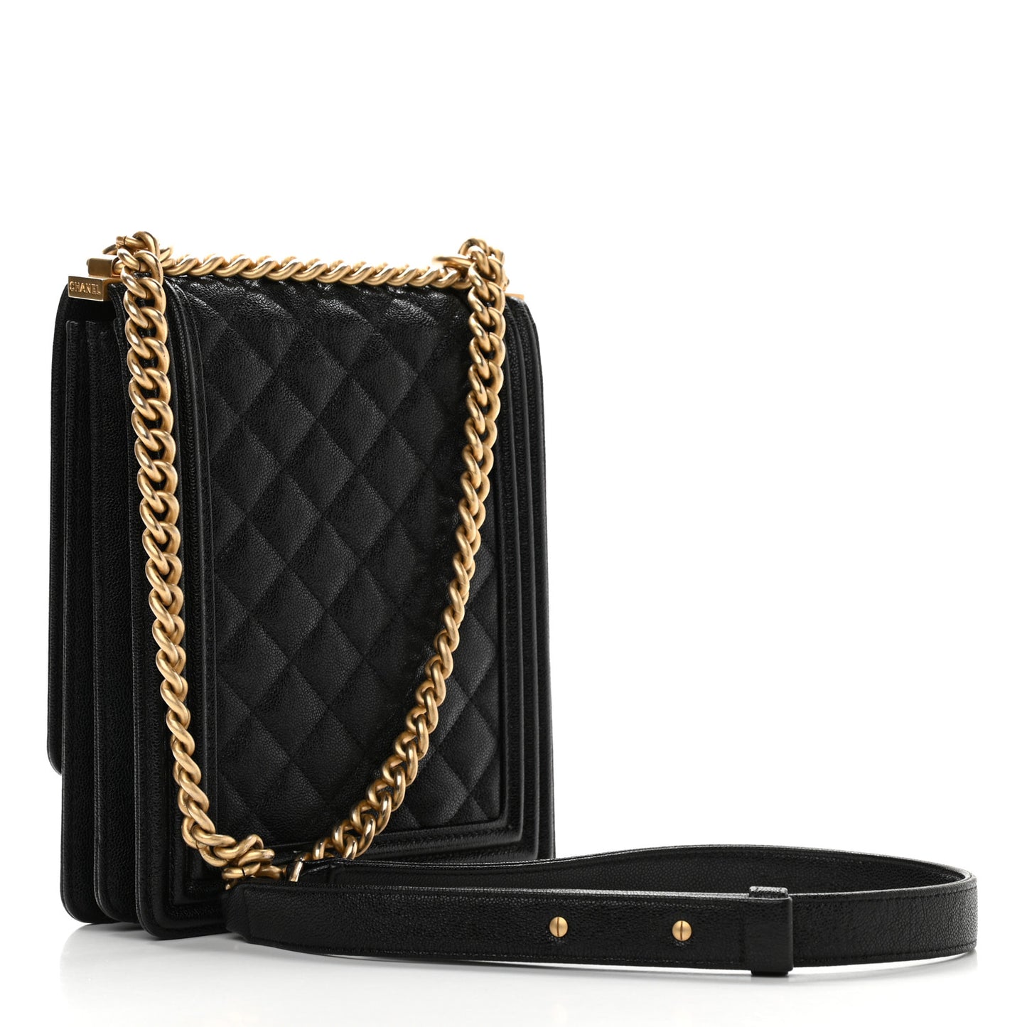 Caviar Quilted North South Boy Flap Black