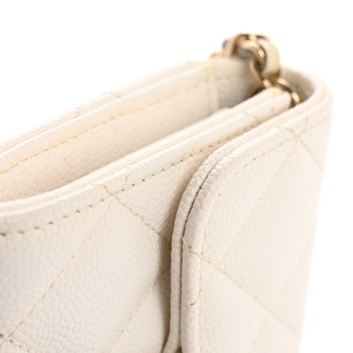 Chanel Caviar Quilted Flap Card Holder On Chain White 12 of 15