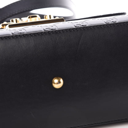 Gucci Guccissima Signature Small Padlock Top Handle Bag Black 8 of 12