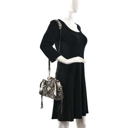 Balenciaga Grained Calfskin Snake Effect Neo Classic Silver Hardware Mini City Black White 2 of 9