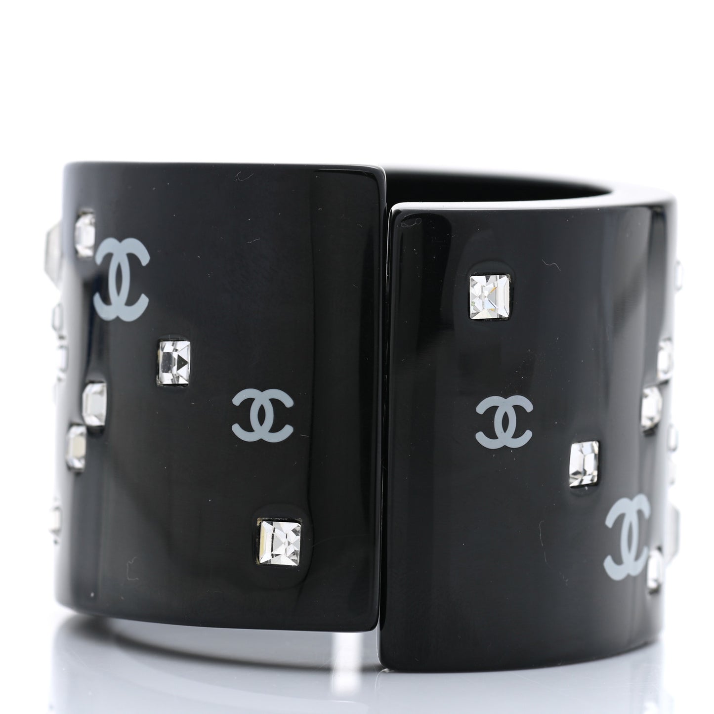 Resin Baguette Crystal CC Cuff Black