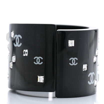 Chanel Resin Baguette Crystal CC Cuff Black 5 of 6