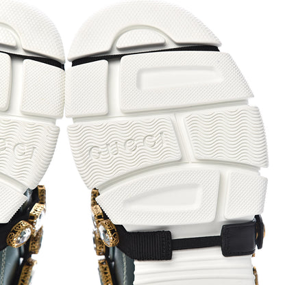 Gucci X SEGA Metallic Calfskin Removable Crystals Womens Flashtrek Sneakers 36 Lago Loess Silver 7 of 11