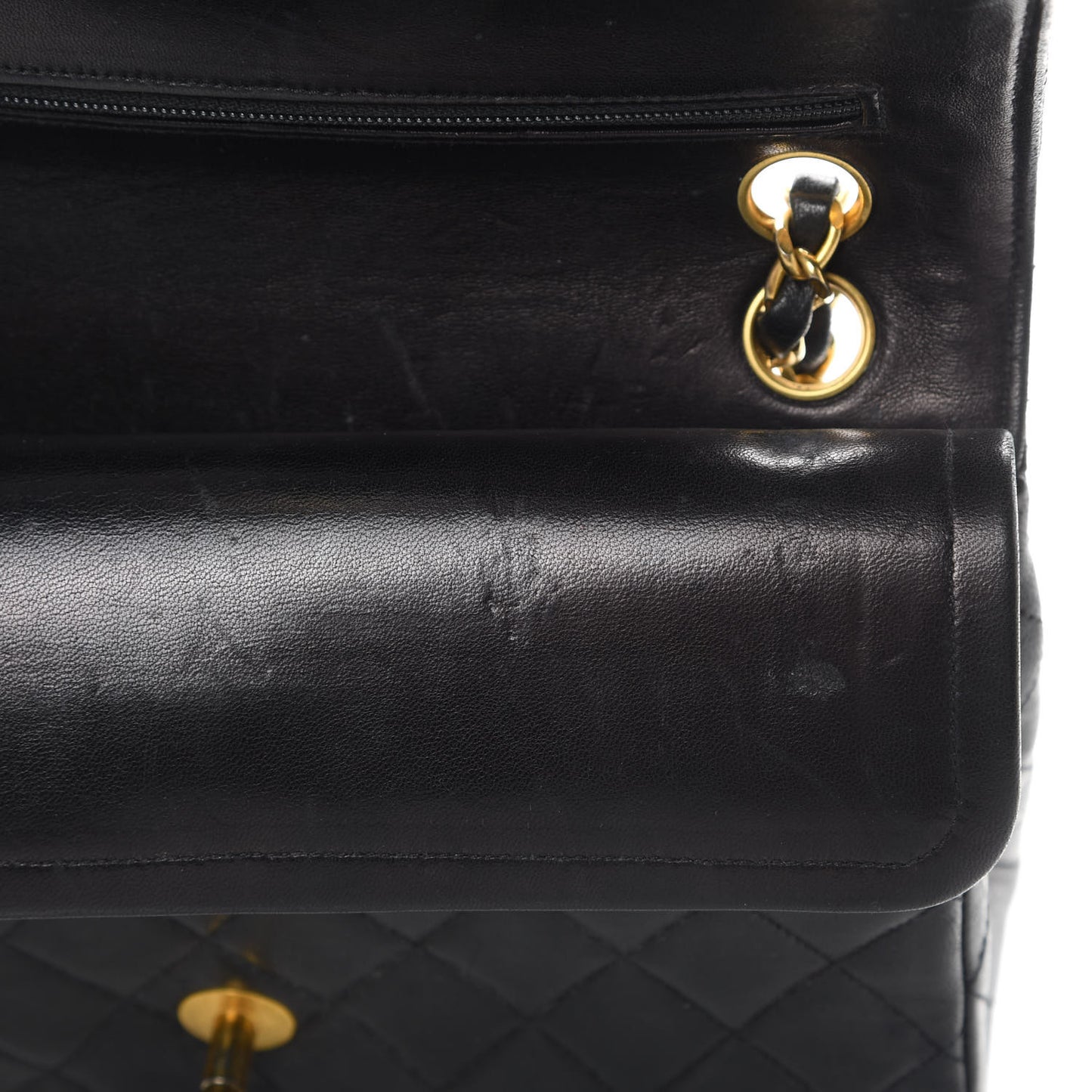 Lambskin Quilted Small Double Flap Black