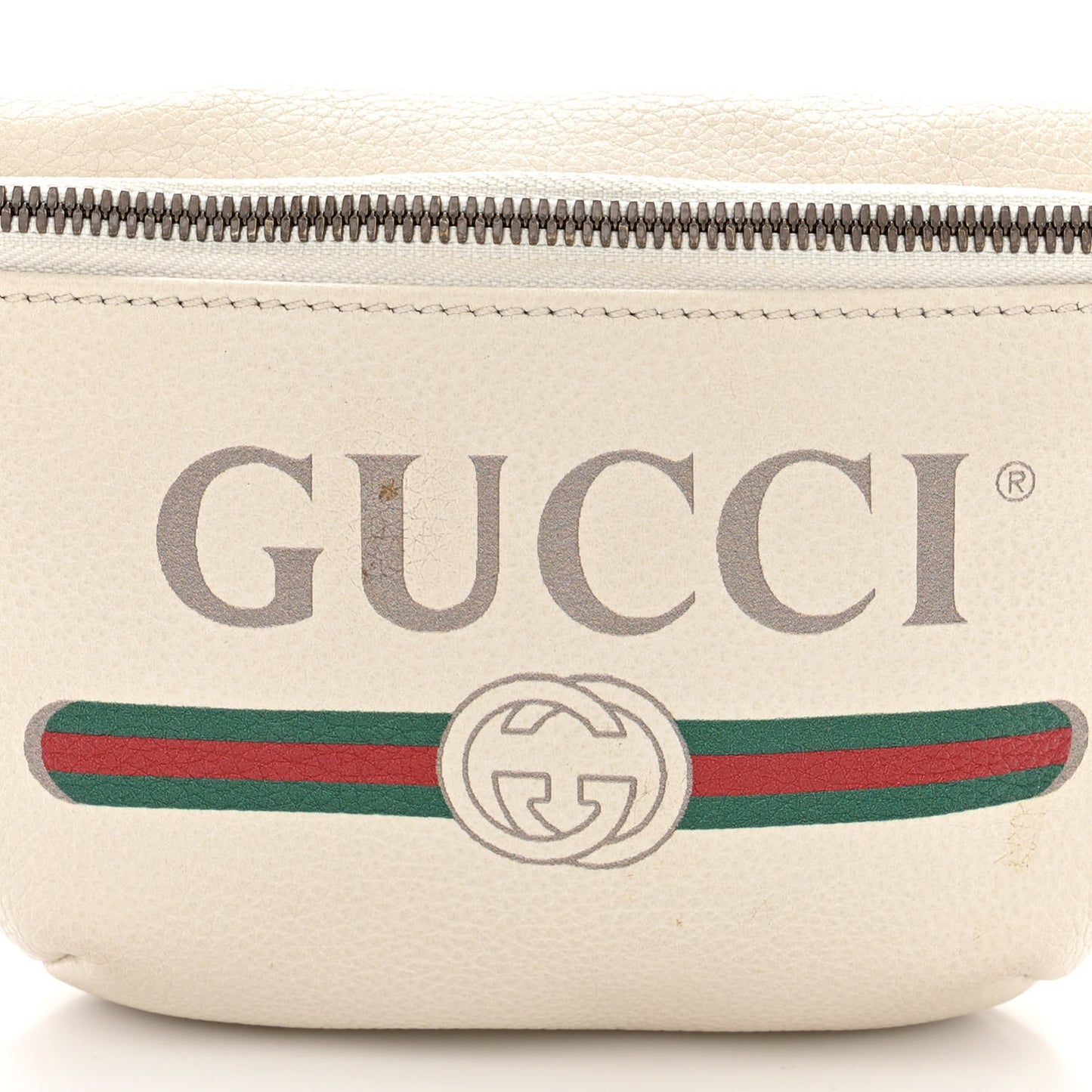 Grained Calfskin Small Logo Belt Bag White