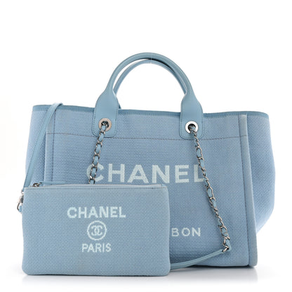 Chanel Mixed Fibers Small Deauville Tote Light Blue 3 of 12