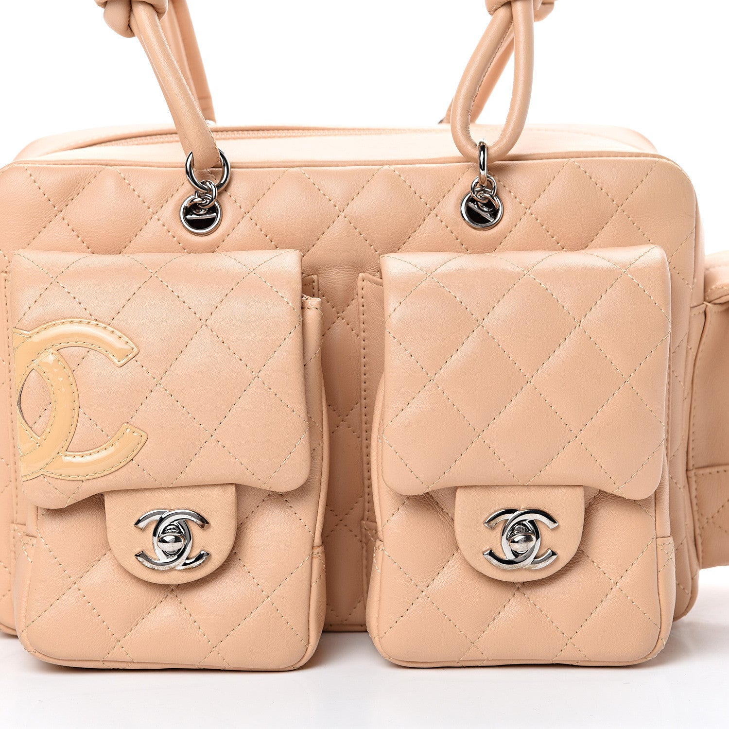 Chanel Calfskin Quilted Small Cambon Multipocket Reporter Beige 7 of 15