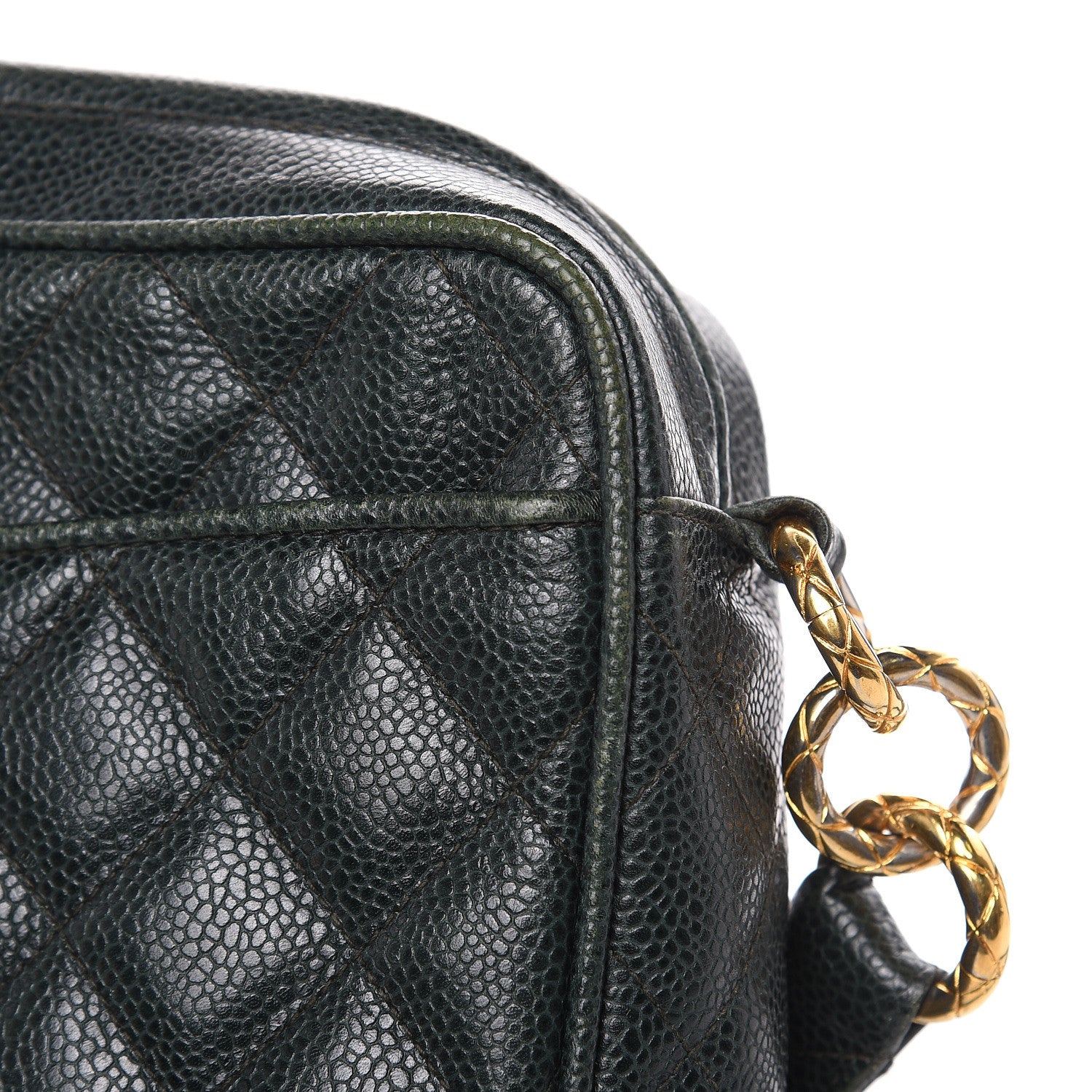 Chanel Caviar Quilted Tassel Camera Bag Dark Green 17 of 18