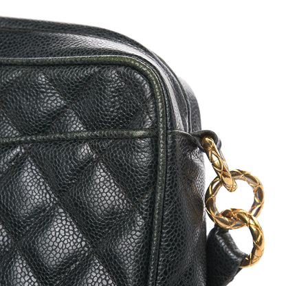 Chanel Caviar Quilted Tassel Camera Bag Dark Green 17 of 18