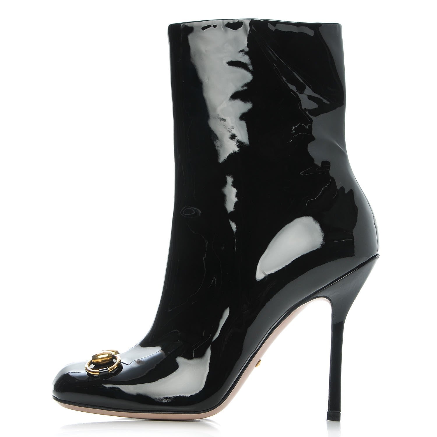 Gucci Patent Horsebit Ankle Booties 37 Black 1 of 8