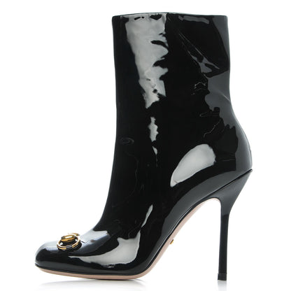Gucci Patent Horsebit Ankle Booties 37 Black 1 of 8