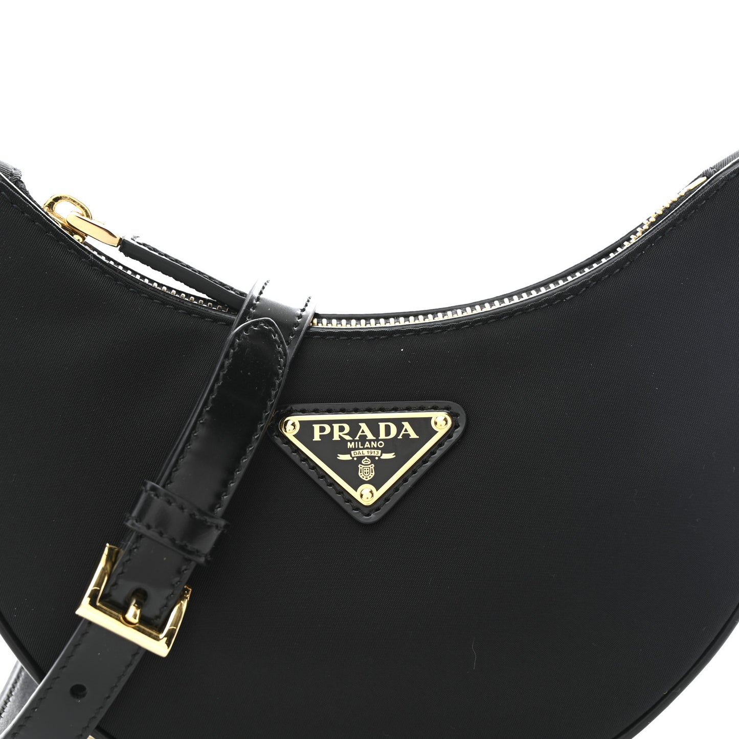 Re-Nylon Spazzolato Mini Arque Shoulder Bag Black