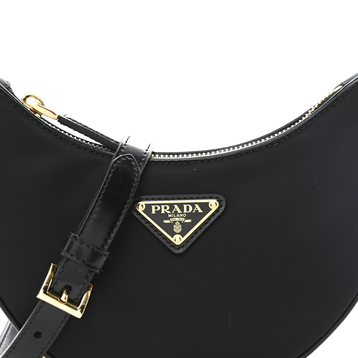 Prada Re-Nylon Spazzolato Mini Arque Shoulder Bag Black 8 of 10