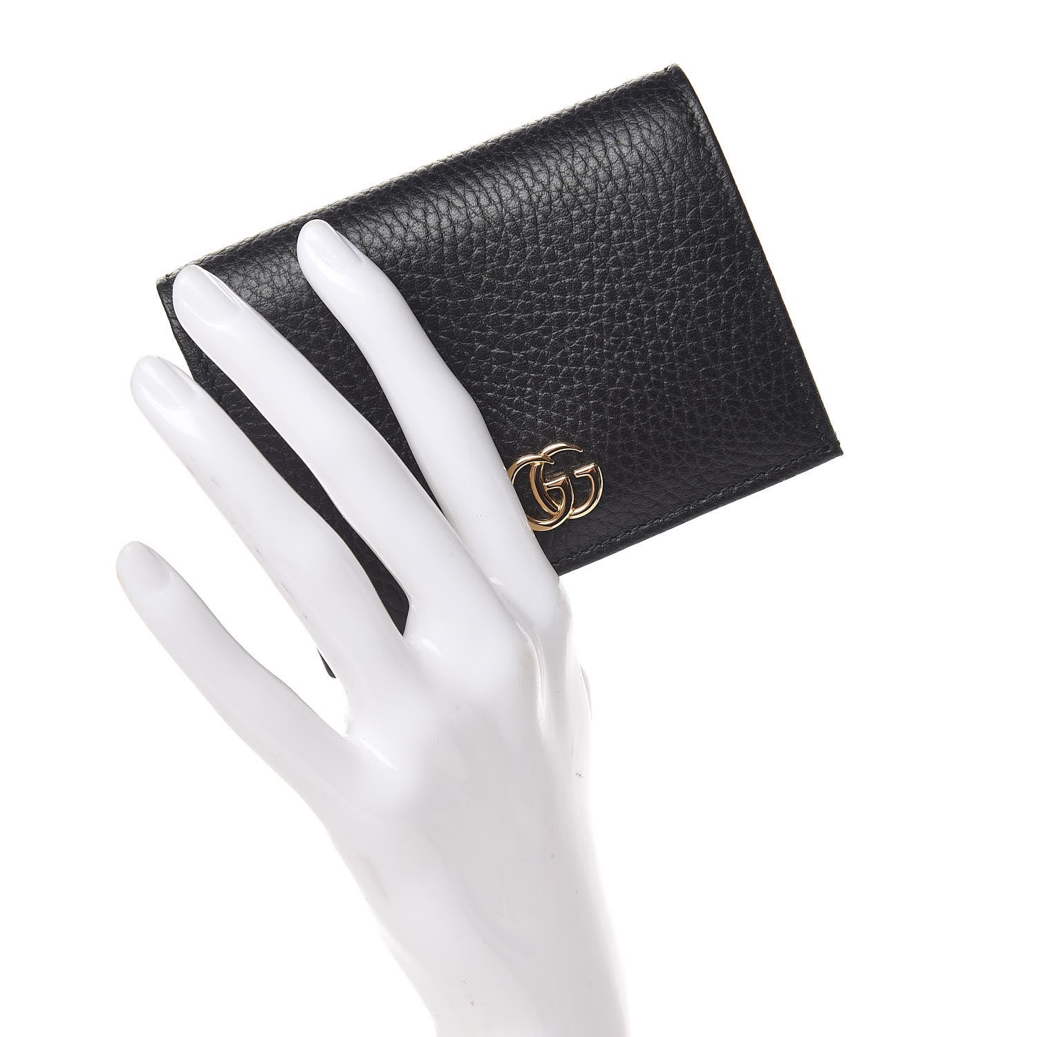 Gucci Pebbled Calfskin GG Marmont Card Case Black 2 of 8