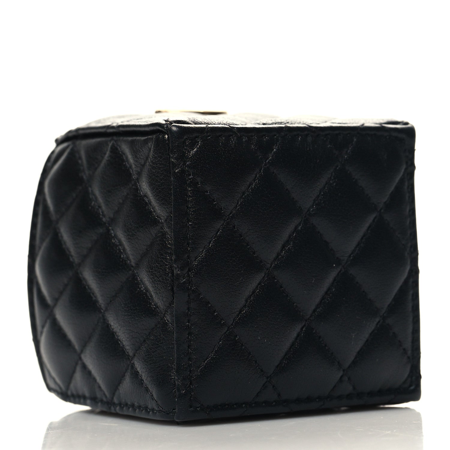 Chanel Calfskin Quilted Mini Drawstring Bucket Bag Black 4 of 10
