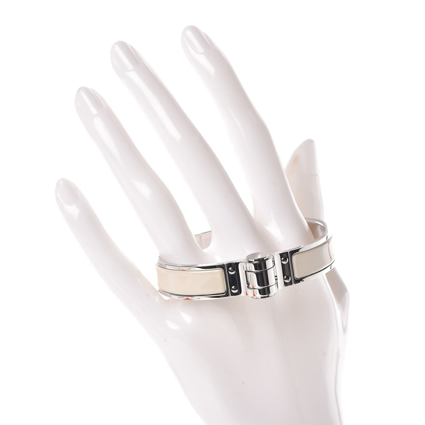 Enamel Charniere Uni Narrow Hinged Bracelet S Pannacotta