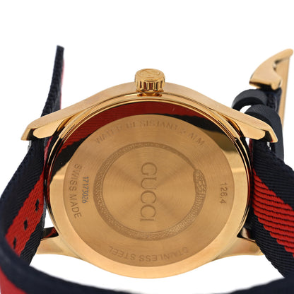 Gucci Stainless Steel Nylon 38mm Le Marche Des Merveilles Bee Quartz Watch Navy 4 of 4