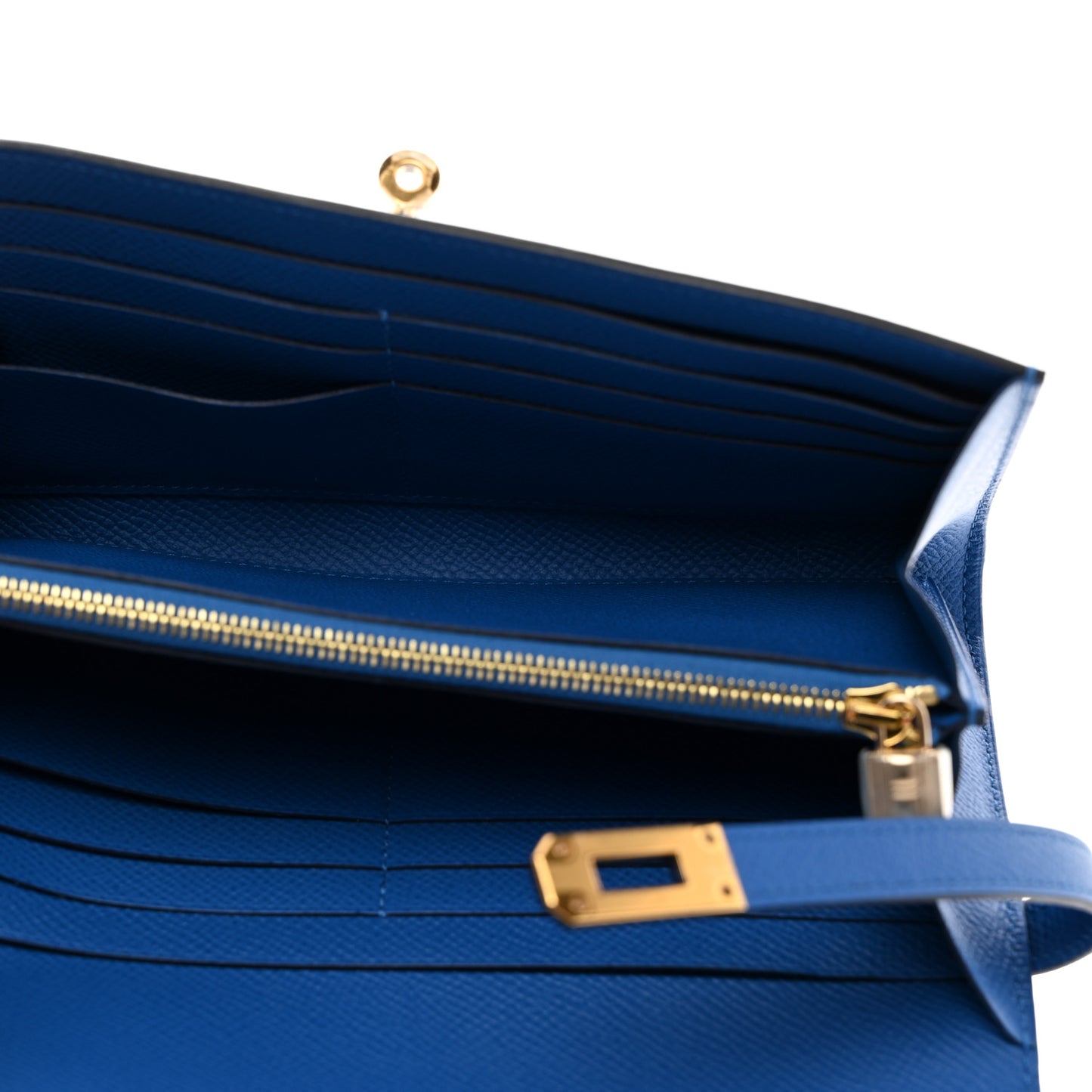 Epsom Kelly Longue Wallet Bleu Zellige